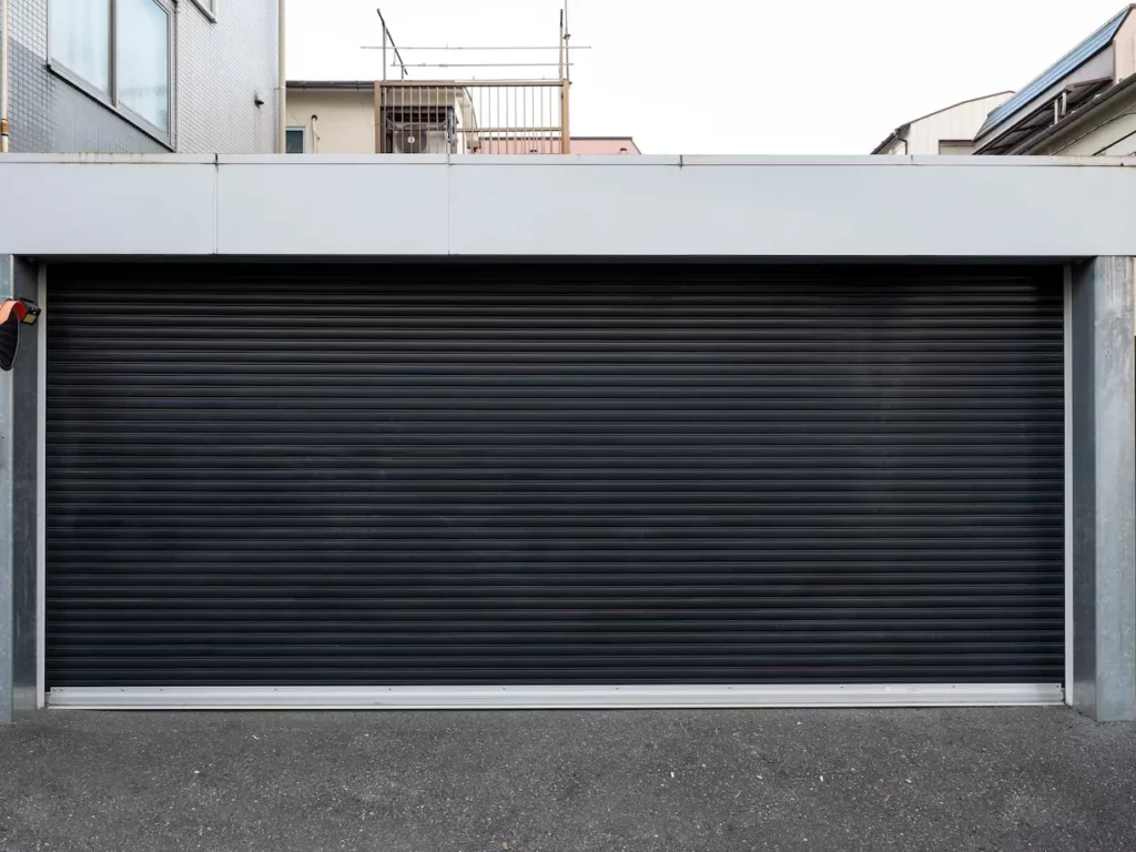 black commercial garage door