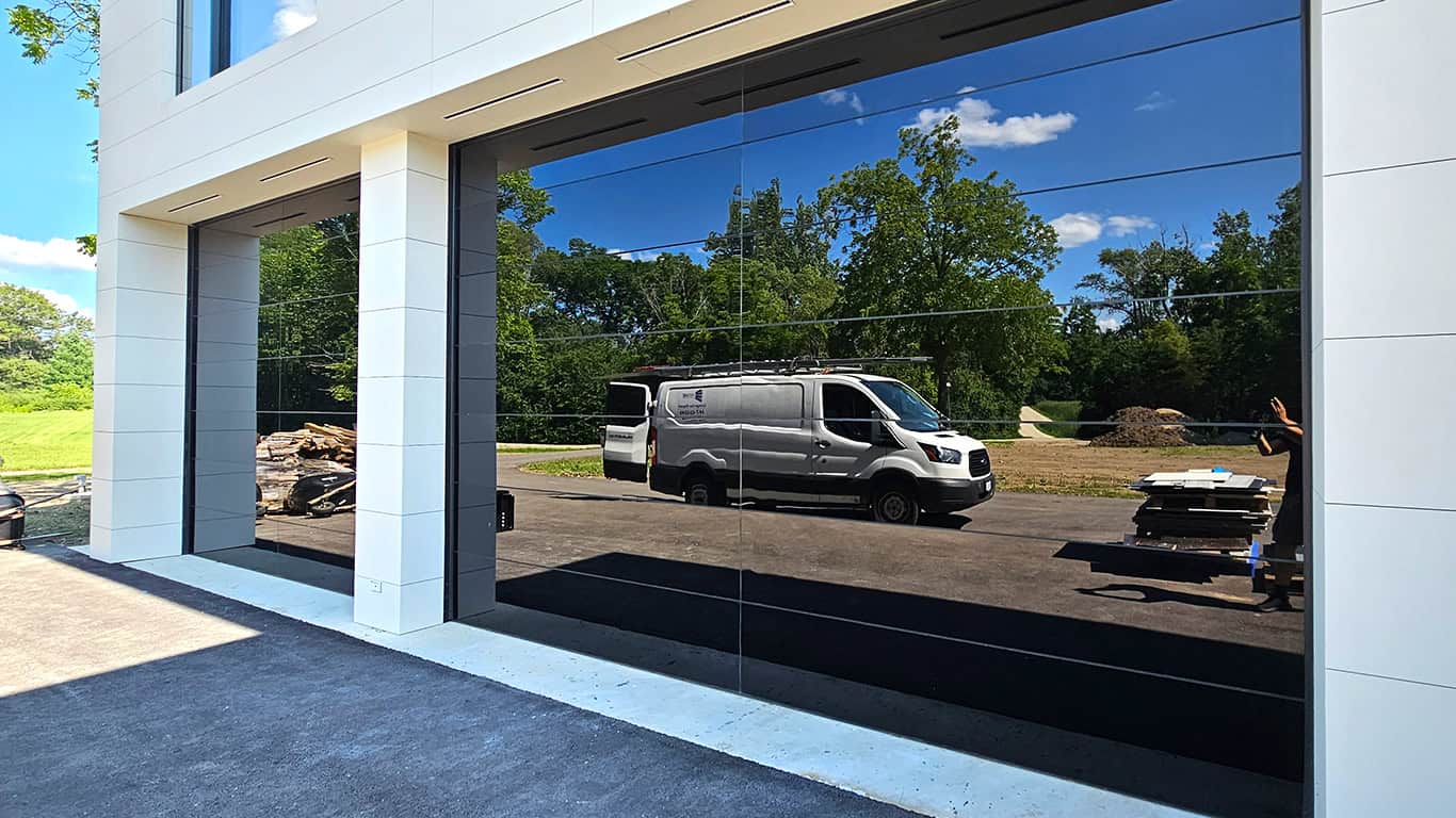 New black glass doors. Modern style