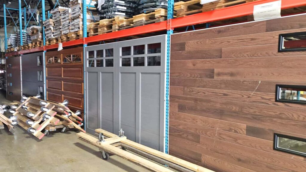 The first open showroom of Firstline Garage Door Repair is located in Arlington Heights, where you can view a variety of garage door color options.