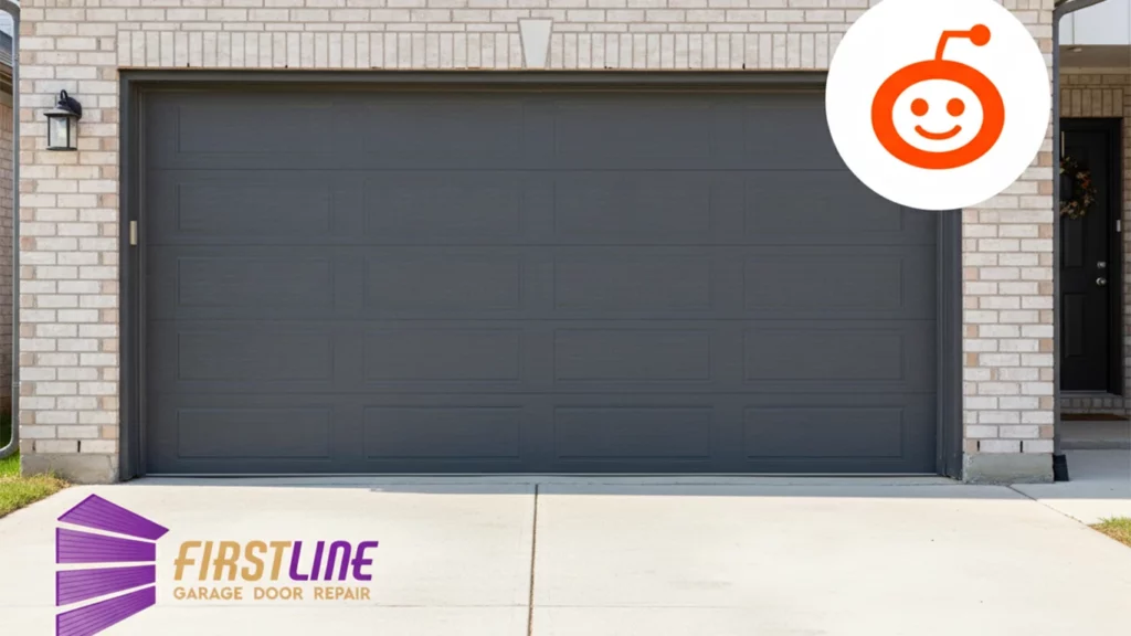 The photo shows how a customer solved their problem with the help of Reddit, and how garage door specialists helped them find the right door.