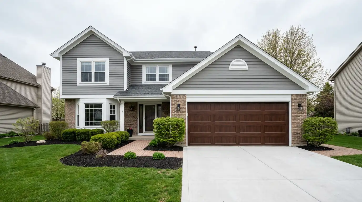Modern steel garage door curb appeal suburban Chicago home spring 2026 ROI