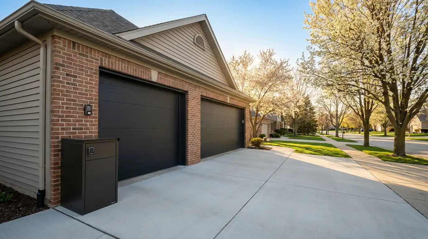 Smart garage opener package delivery suburban Chicago home spring 2026