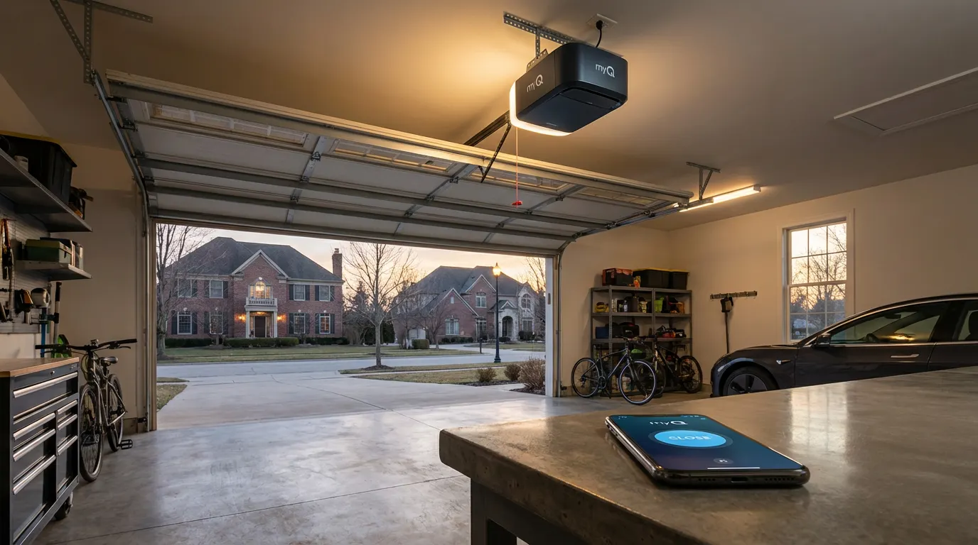 Smart garage door opener myQ app Chicago suburbs Arlington Heights 2026