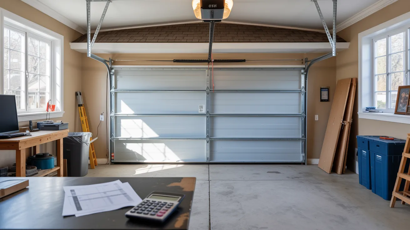 A new garage door with a calculator next to it.